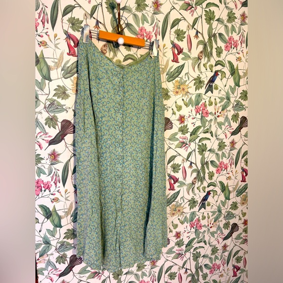 April Cornell Dresses & Skirts - Vintage April Cornell | Green Floral Button Down Skirt